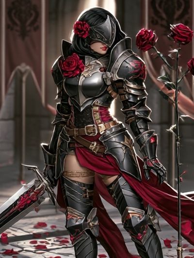 Armored Rose Warrior Illustration Poster.