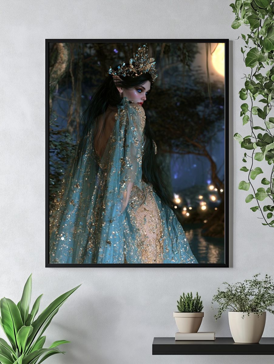 Moonlit Forest Fairy Illustration Poster. — room view 4
