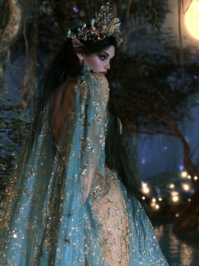 Moonlit Forest Fairy Illustration Poster.