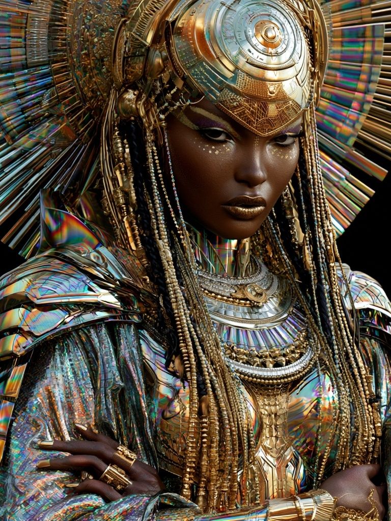 Afrofuturist Queen Portrait Poster. poster detail