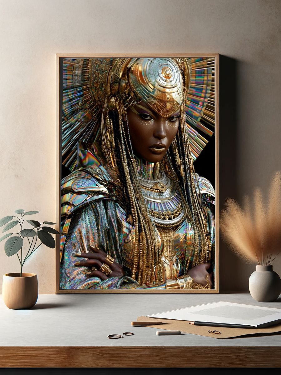 Afrofuturist Queen Portrait Poster. — room view 2