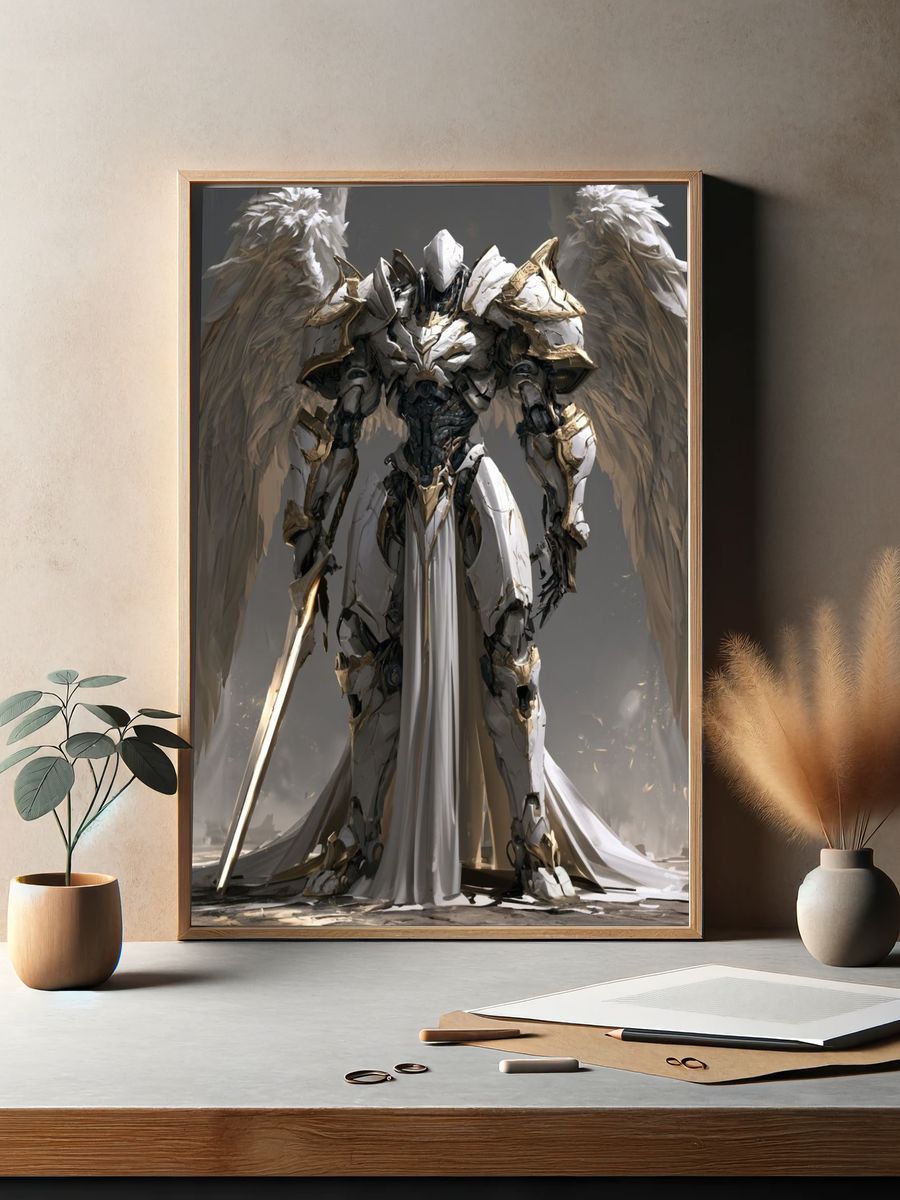 Celestial Angel Warrior Illustration Poster. — room view 2