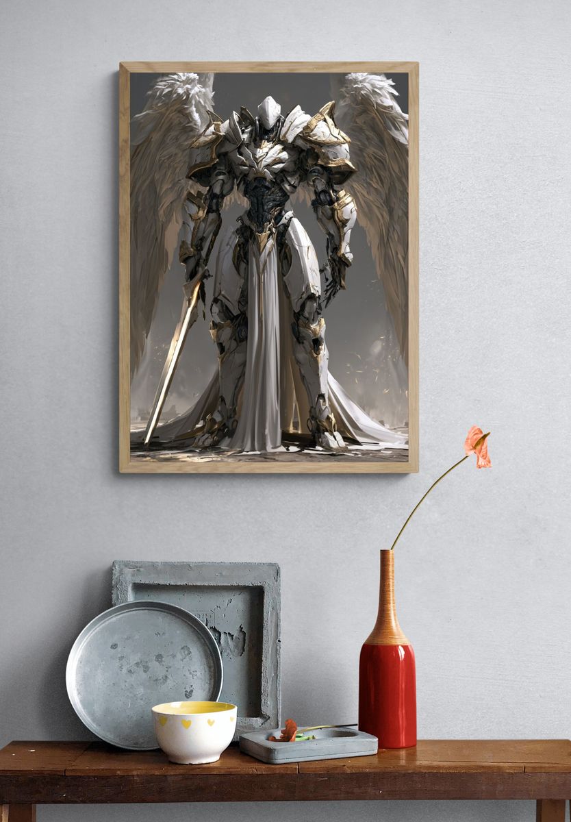 Celestial Angel Warrior Illustration Poster. — room view 3
