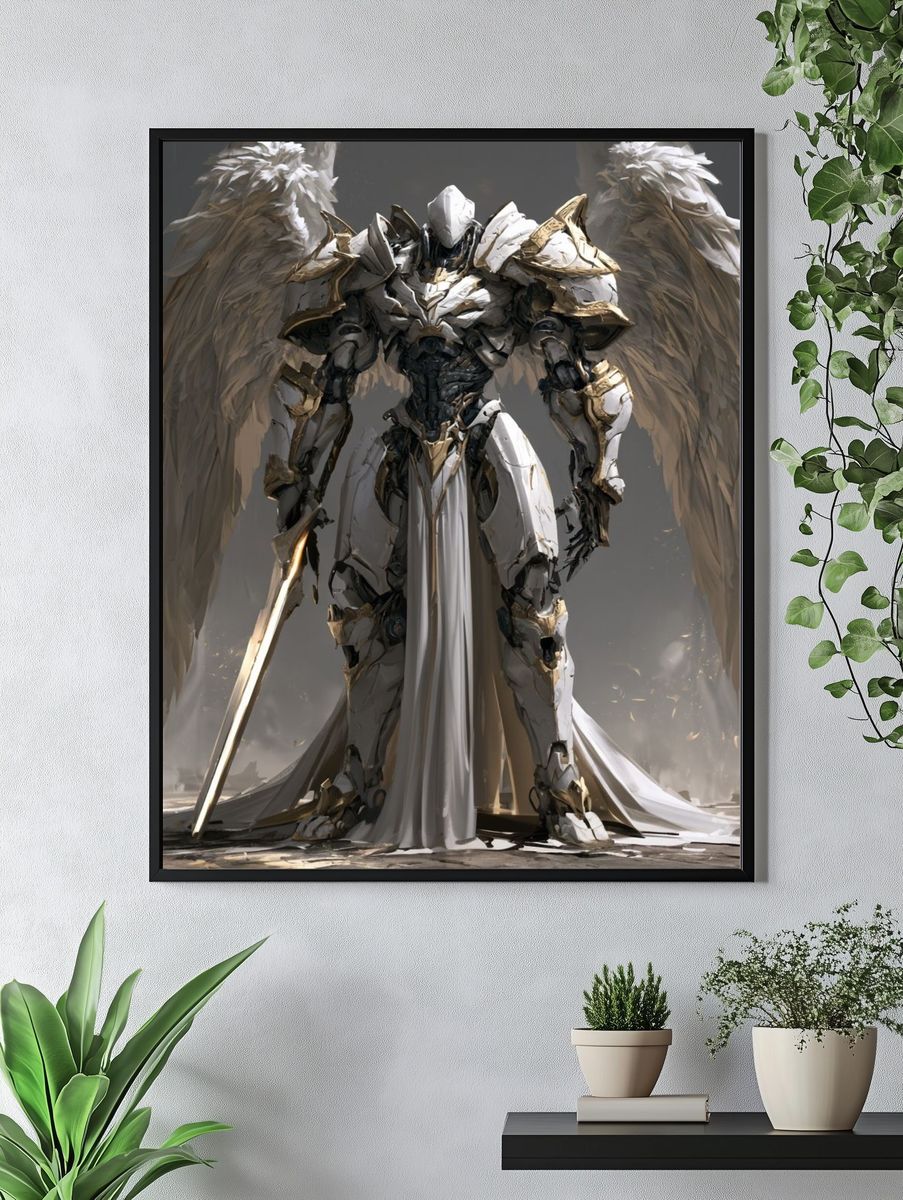 Celestial Angel Warrior Illustration Poster. — room view 4