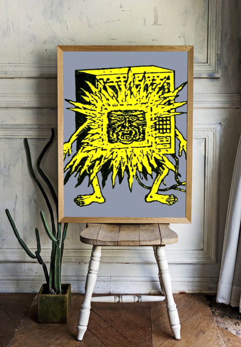 Surreal Yellow Monster Illustration Poster. room preview