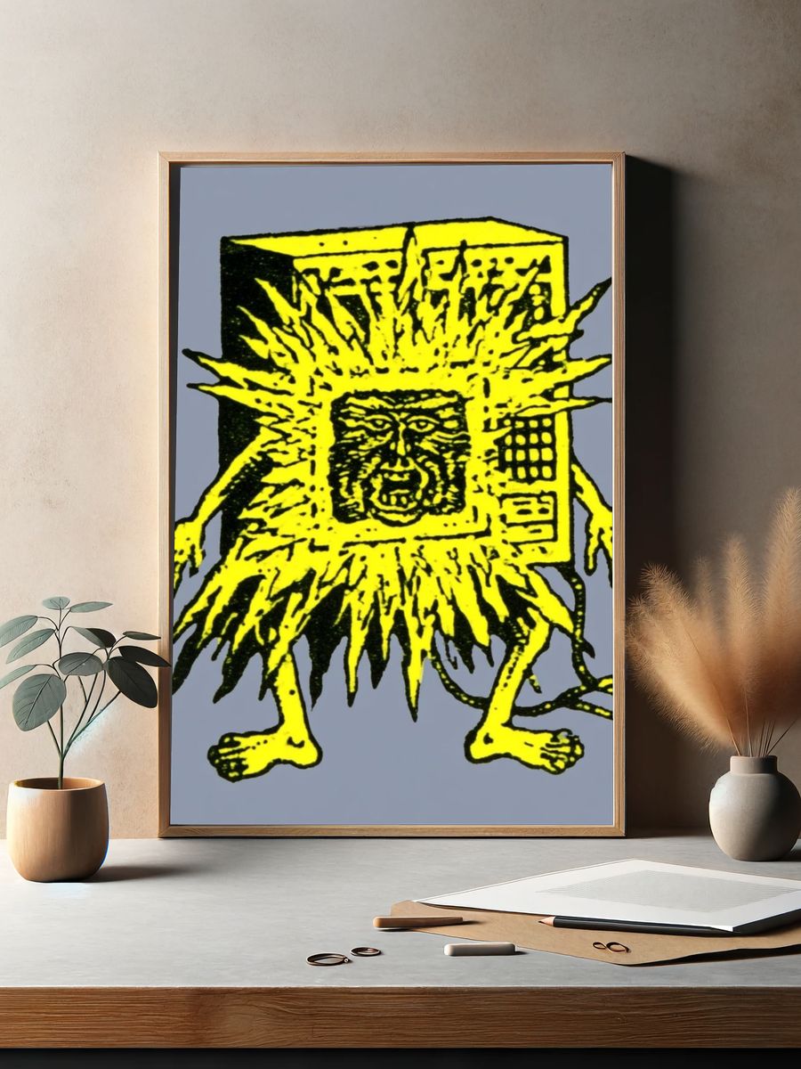 Surreal Yellow Monster Illustration Poster. — room view 2