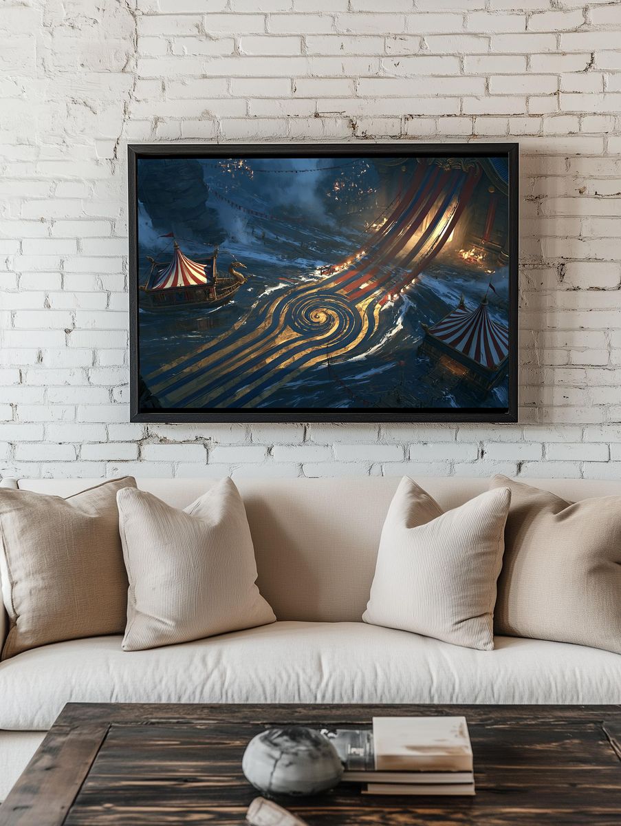 Circus Harbor Fantasy Illustration Poster. room preview