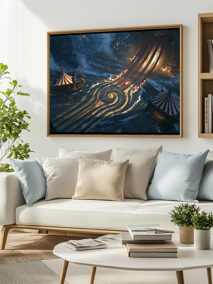Circus Harbor Fantasy Illustration Poster. — room view 2