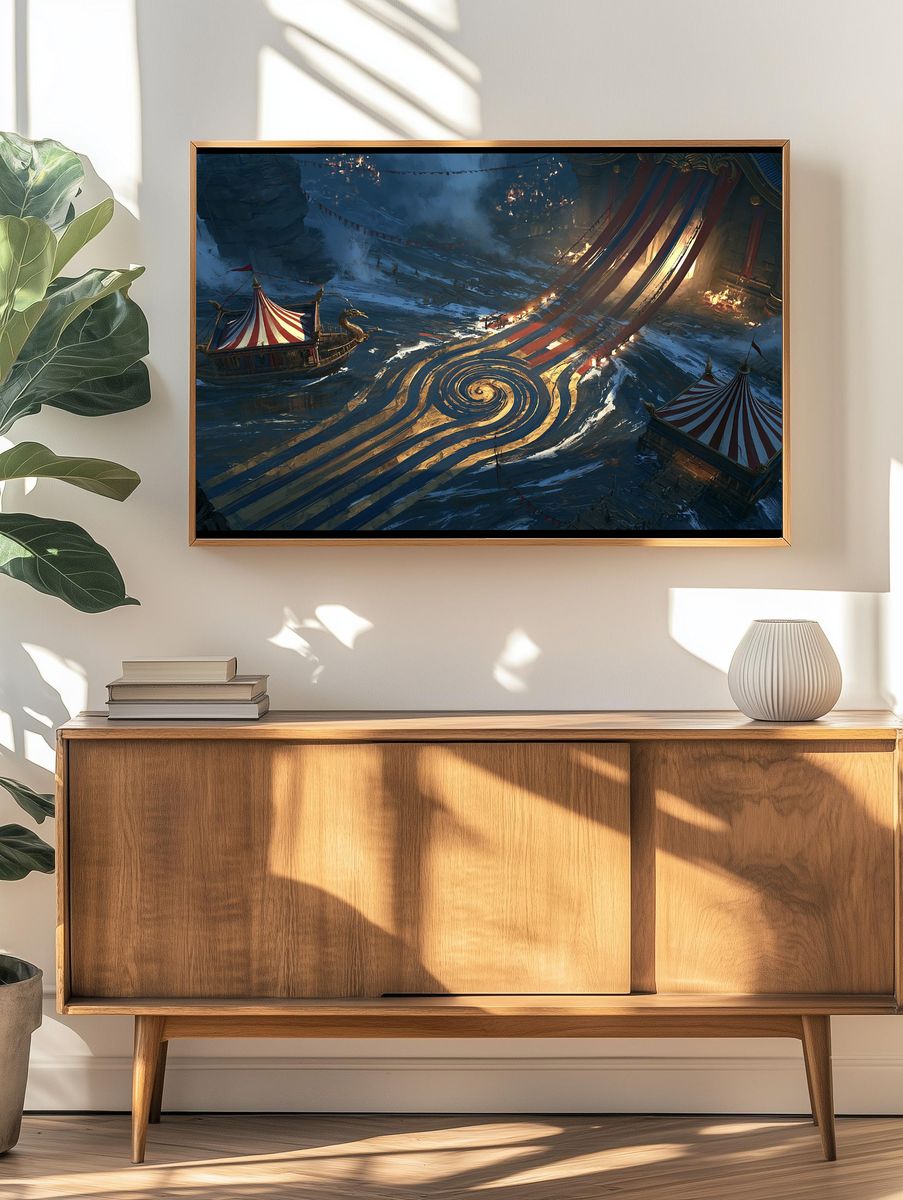 Circus Harbor Fantasy Illustration Poster. — room view 3