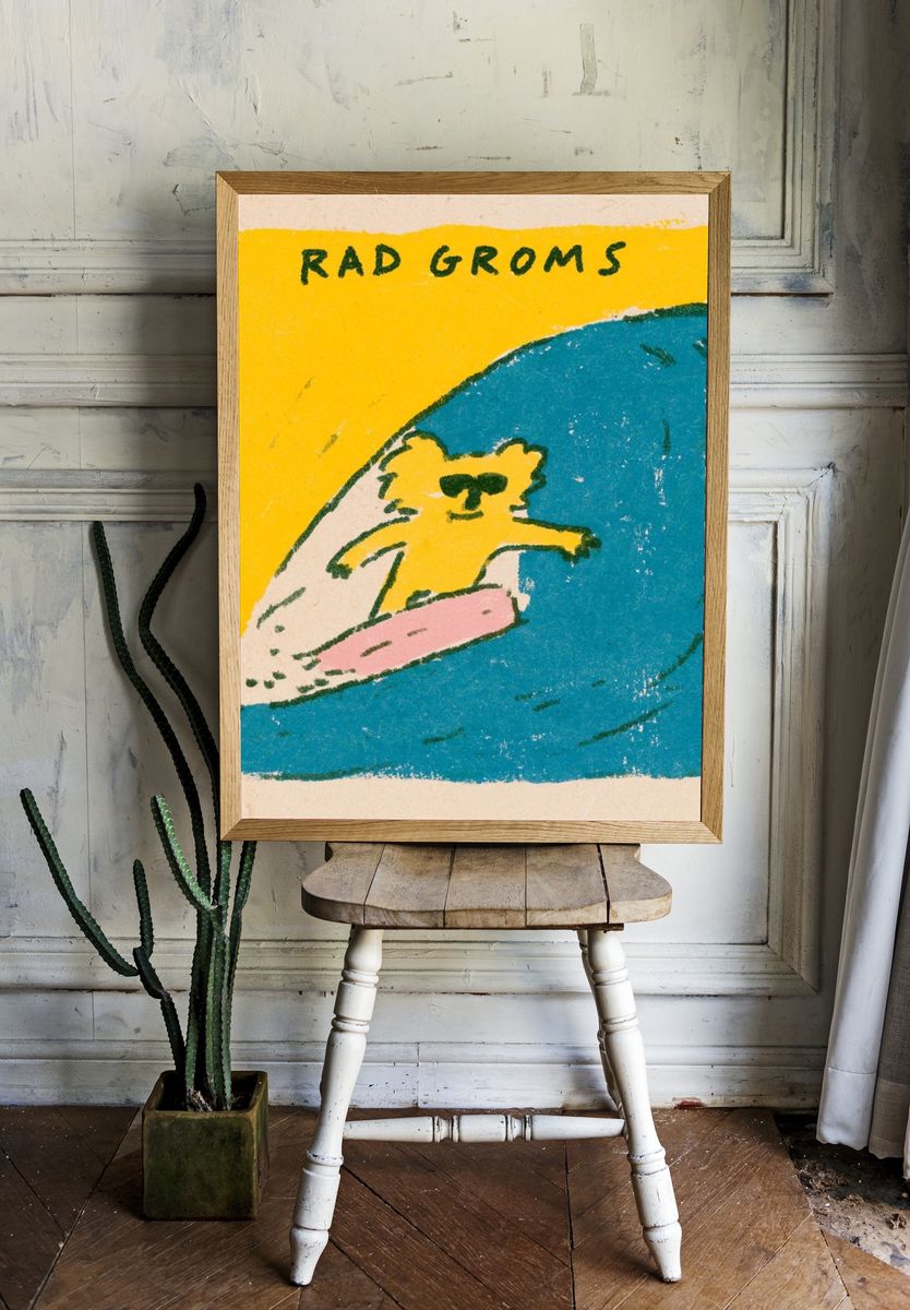Rad Groms Surf Dog Poster. — room view 1