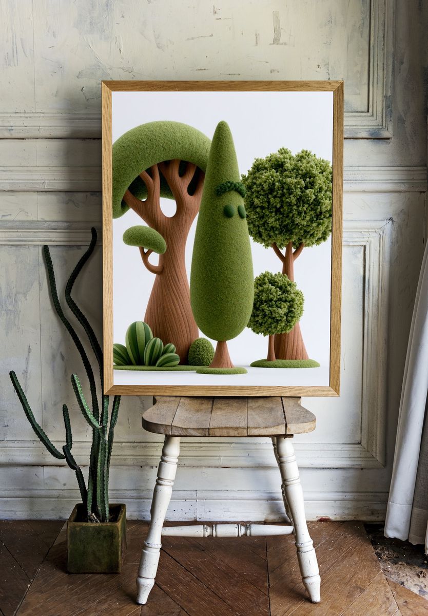 Whimsical Topiary Forest Print. — room view 1