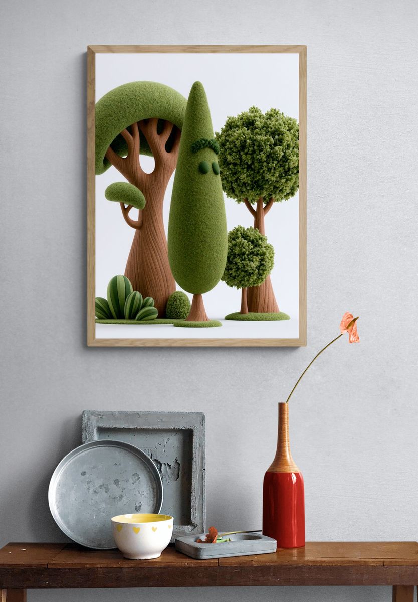 Whimsical Topiary Forest Print. — room view 3
