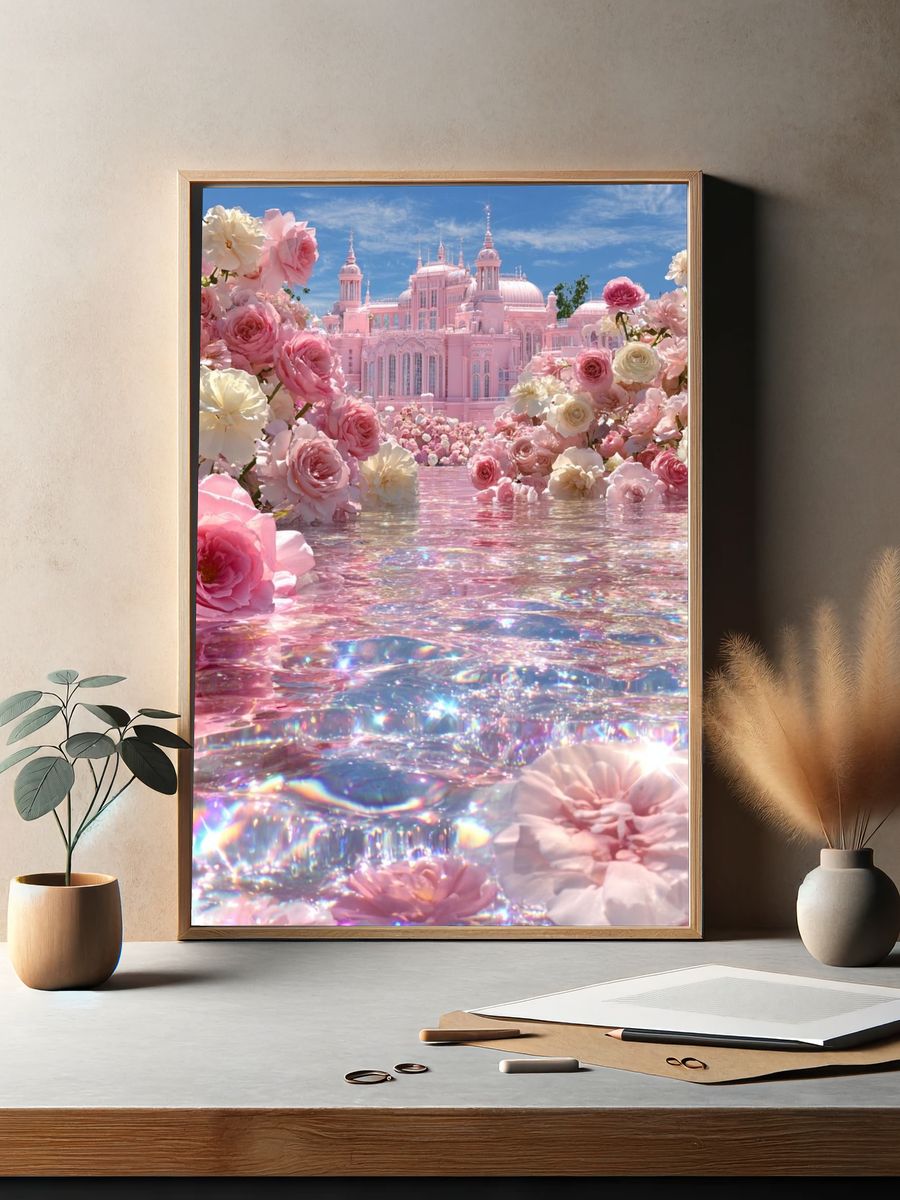 Pink Palace Floral Fantasy Poster. — room view 2