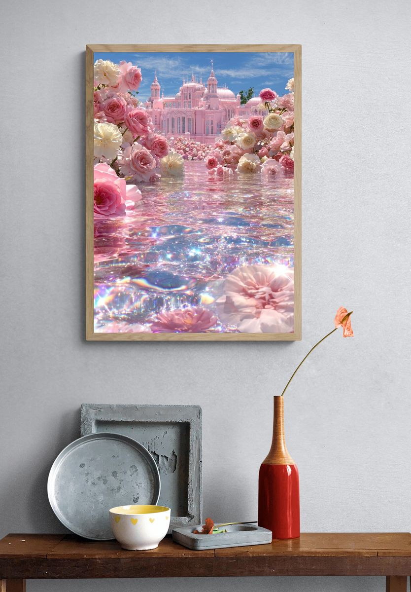 Pink Palace Floral Fantasy Poster. — room view 3