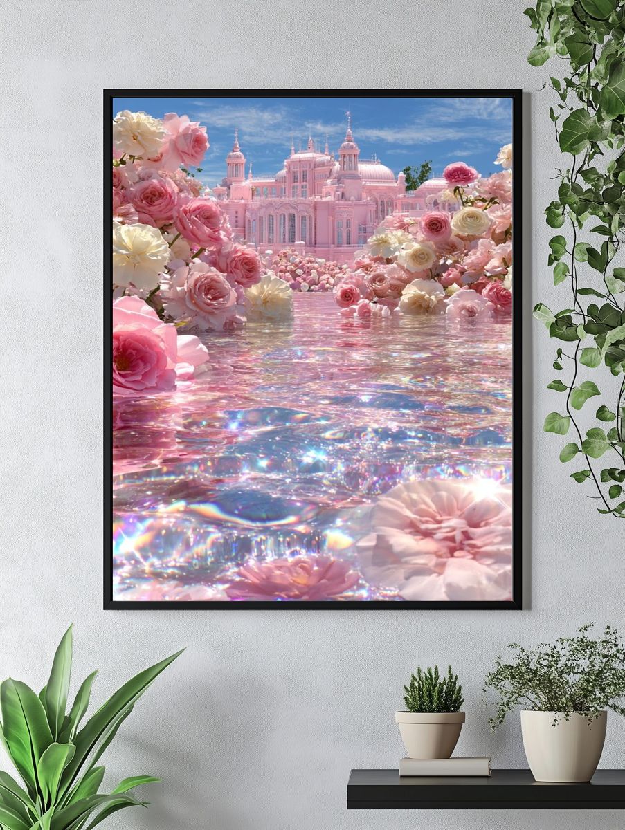 Pink Palace Floral Fantasy Poster. — room view 4