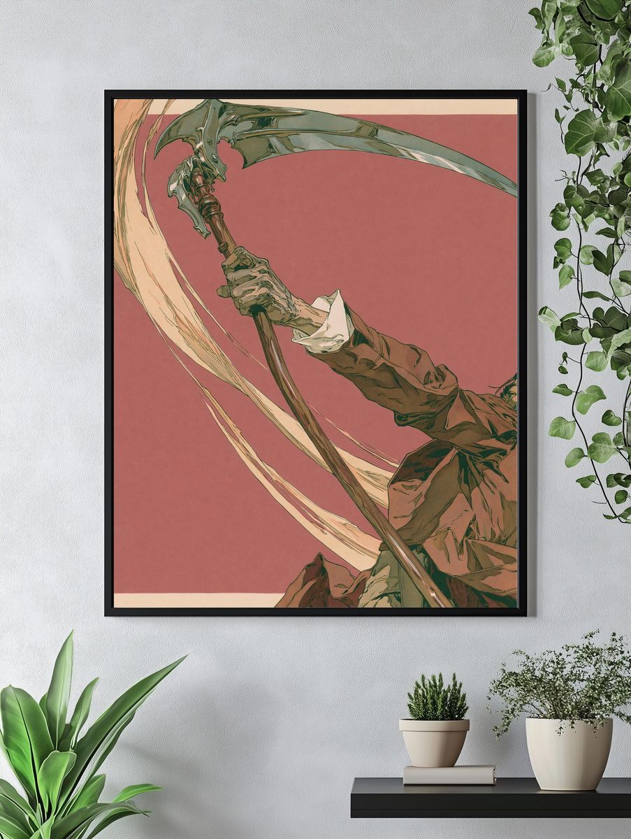 Reaper Scythe Illustration Poster. — room view 4