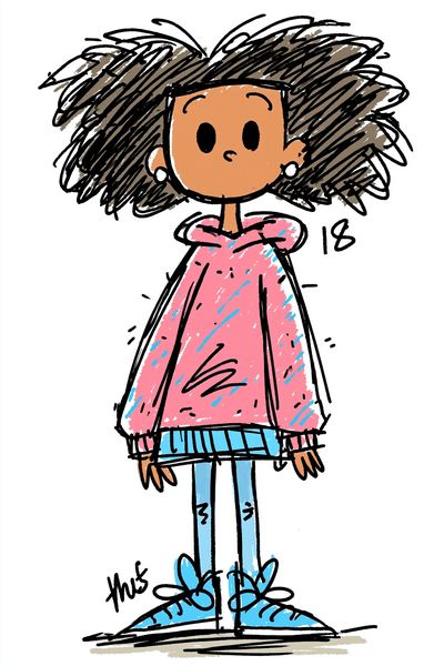 Girl in Pink Hoodie Illustration Poster. poster