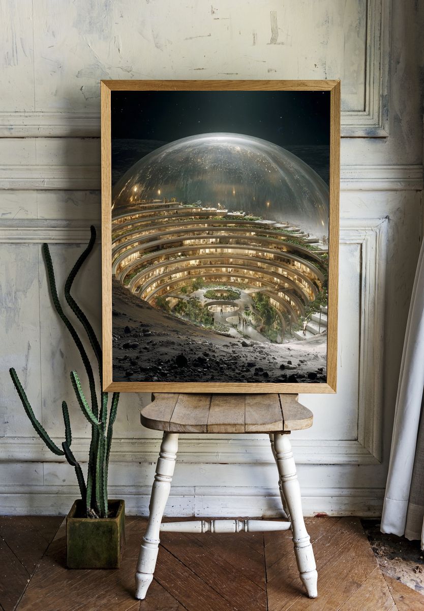 Lunar Dome Habitat Illustration Poster. room preview