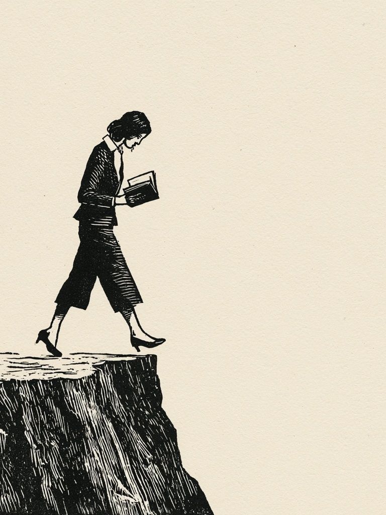 Woman on Cliff Ink Print. poster detail