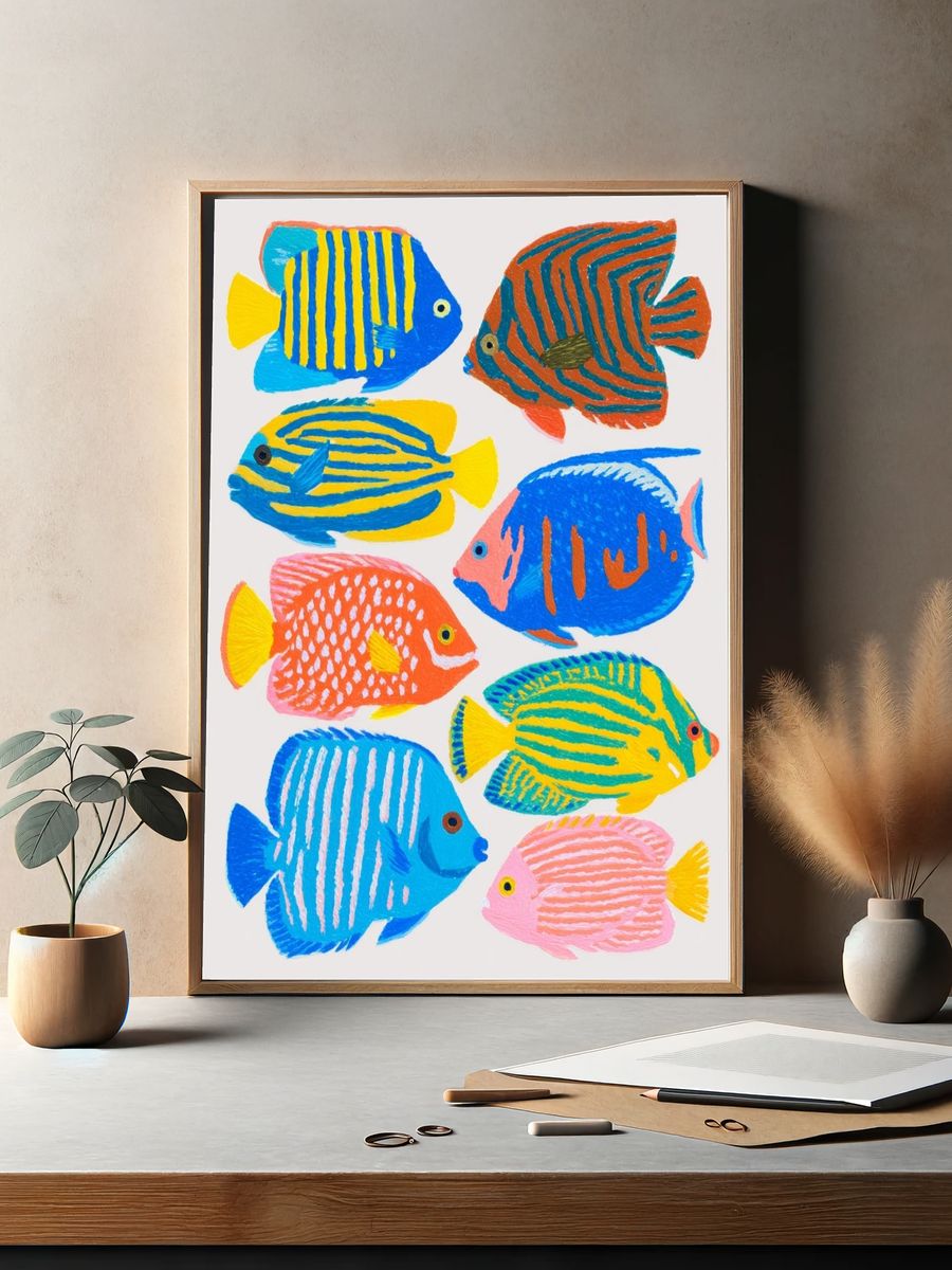 Colorful Tropical Fish Illustration Poster. — room view 2