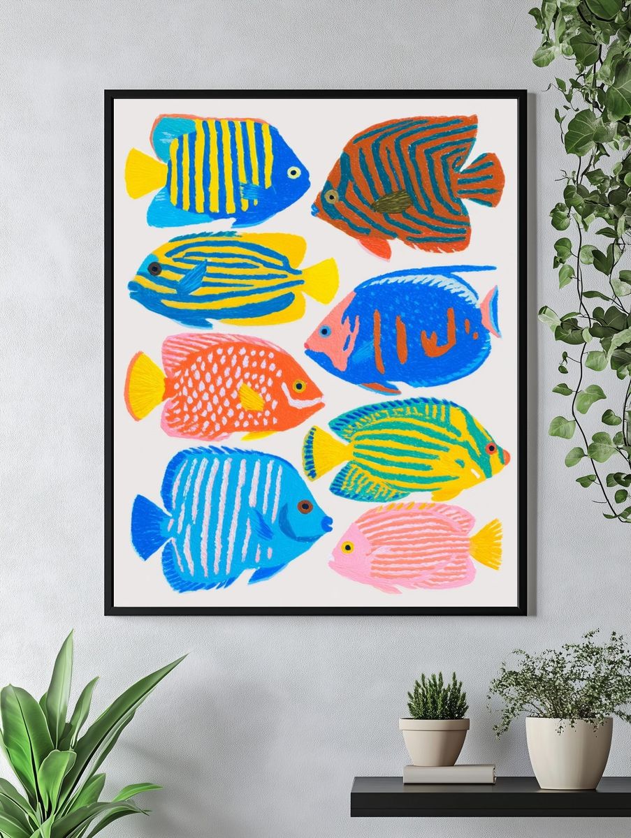 Colorful Tropical Fish Illustration Poster. — room view 4