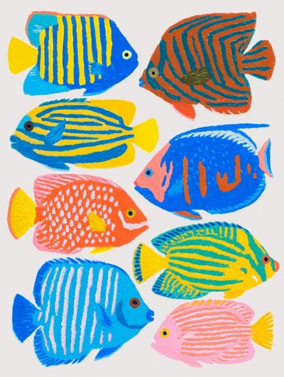 Colorful Tropical Fish Illustration Poster.