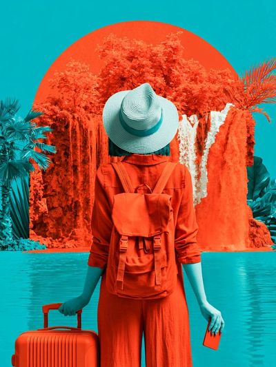 Surreal Tropical Traveler Print. poster print