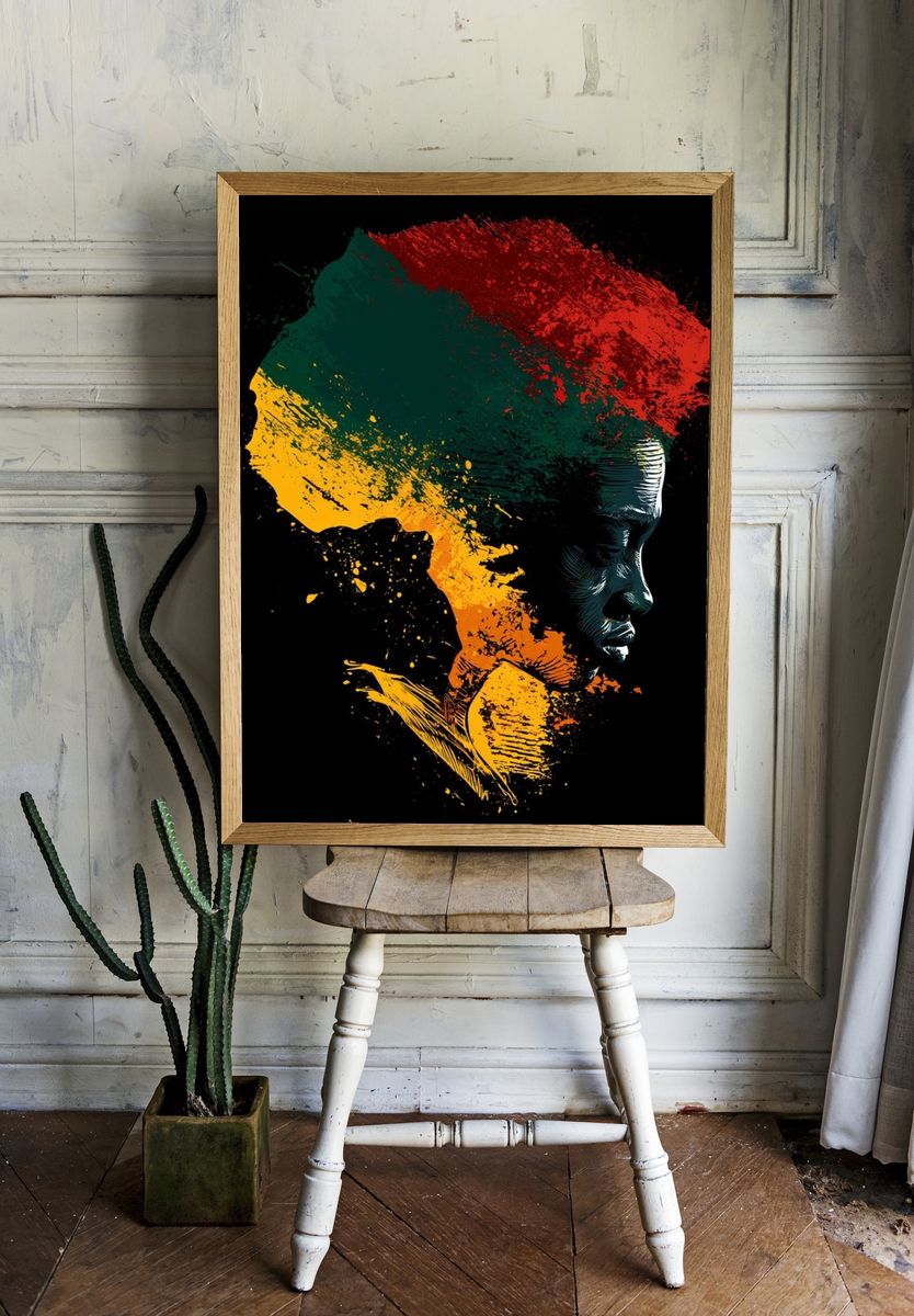 Abstract African Portrait Print. room preview