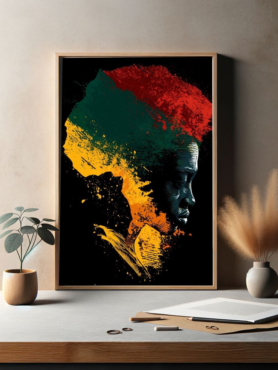 Abstract African Portrait Print. — room view 2