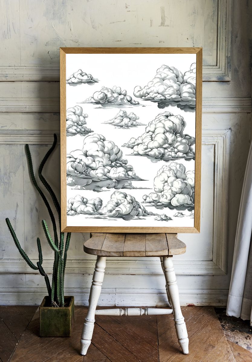 Cloud Study Illustration Print. room preview