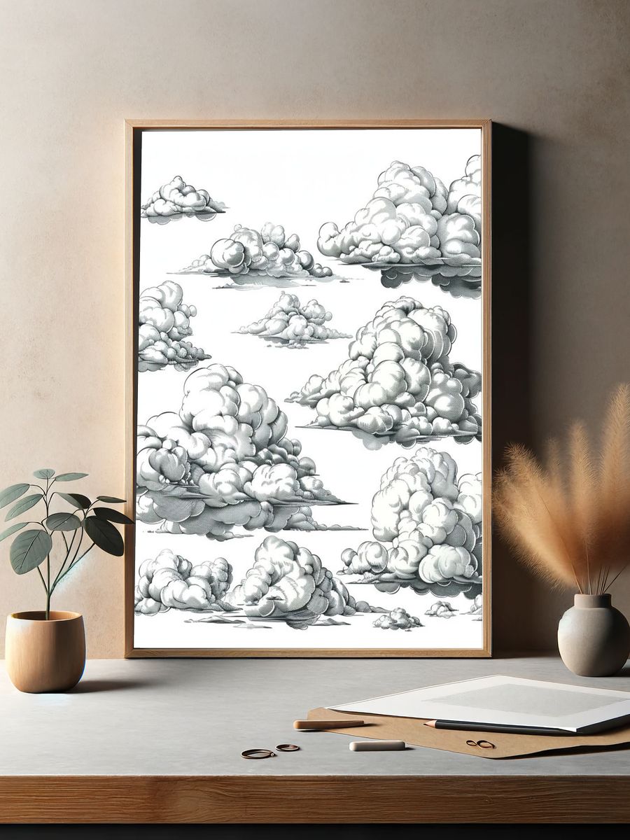 Cloud Study Illustration Print. — room view 2