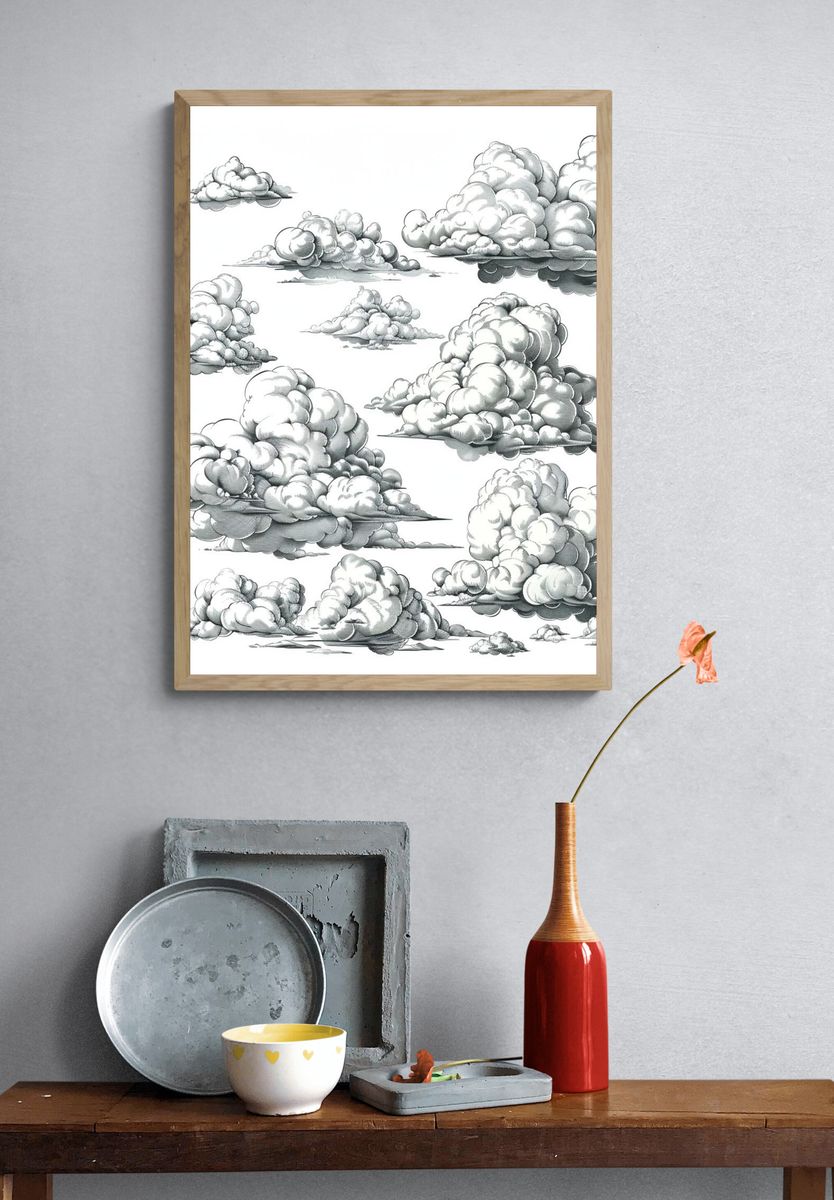 Cloud Study Illustration Print. — room view 3