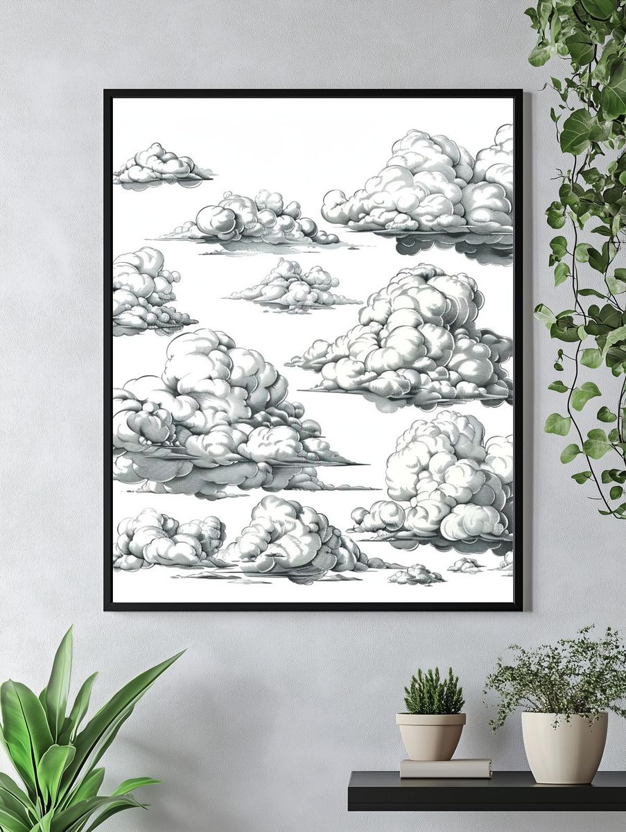Cloud Study Illustration Print. — room view 4