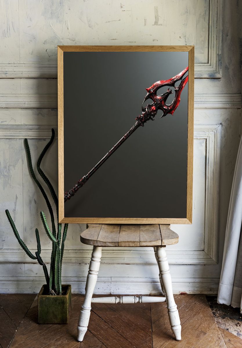 Demonic Spear Digital Art Poster. — room view 1