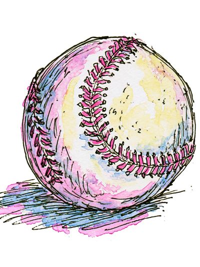 Watercolor Baseball Illustration Poster.