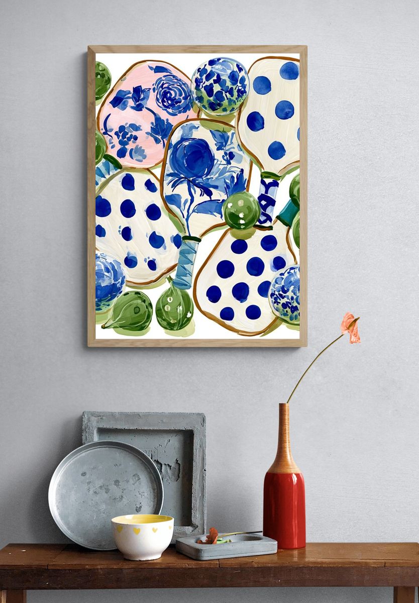 Tennis Rackets and Balls Illustration Poster. — room view 3
