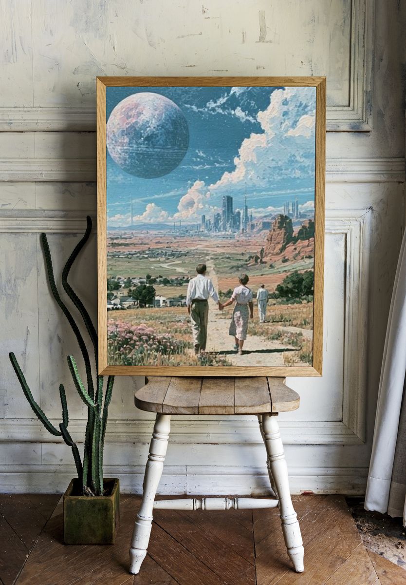 Sci-Fi Landscape Illustration Poster. — room view 1