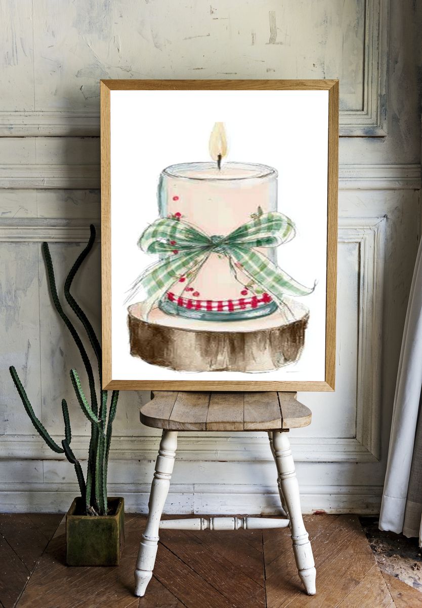 Festive Candle Illustration Poster. room preview