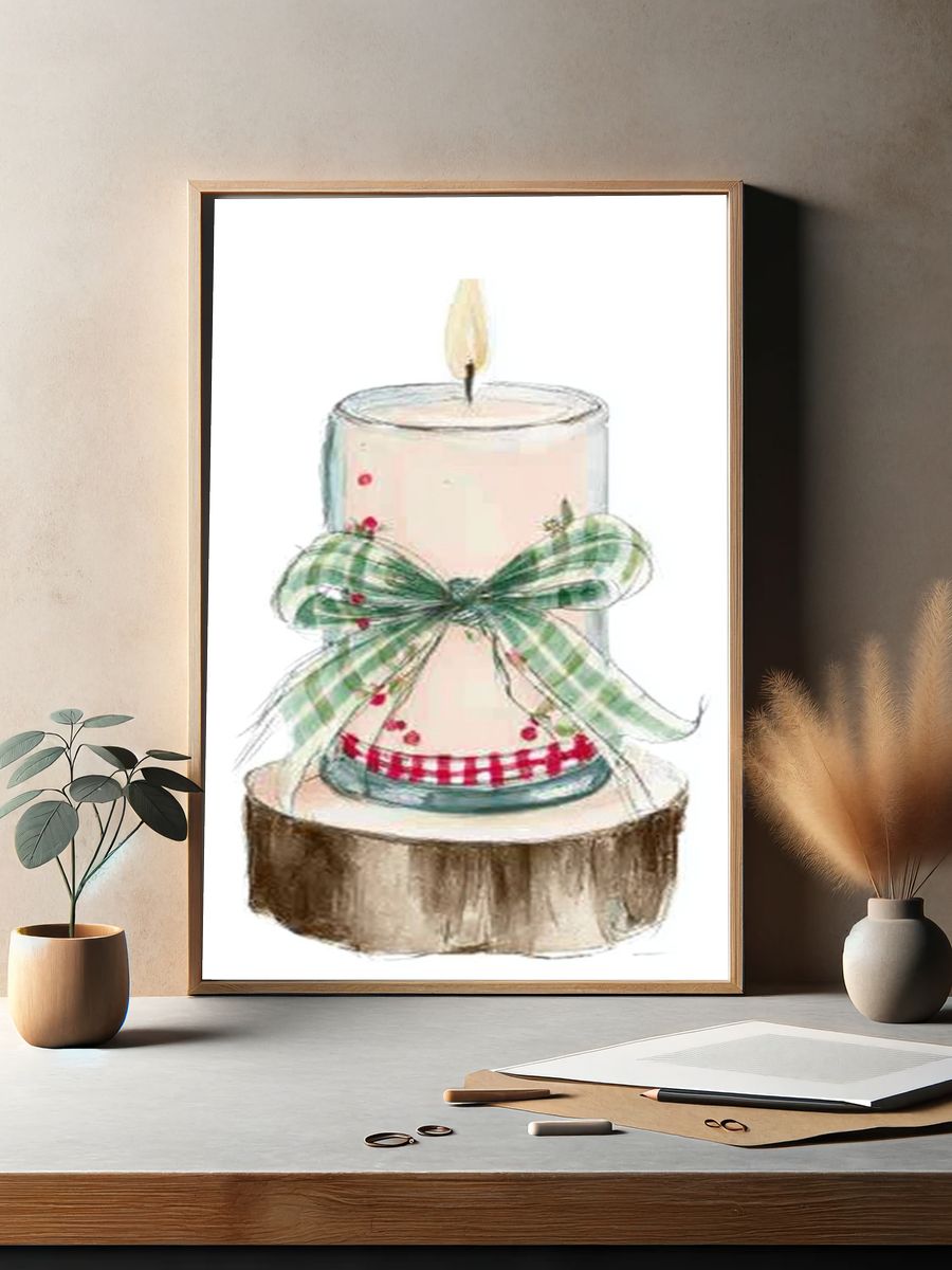 Festive Candle Illustration Poster. — room view 2