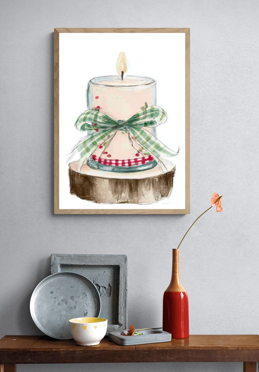 Festive Candle Illustration Poster. — room view 3