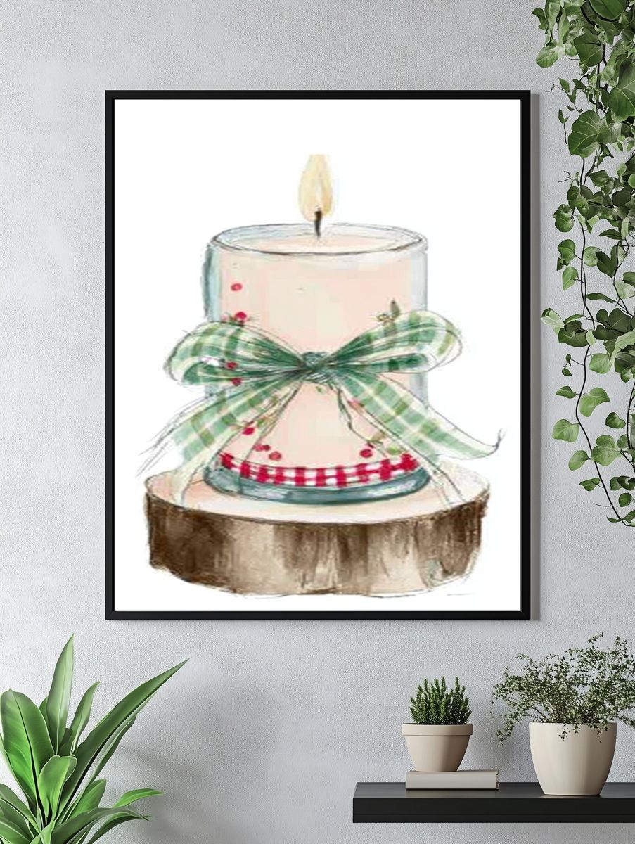 Festive Candle Illustration Poster. — room view 4
