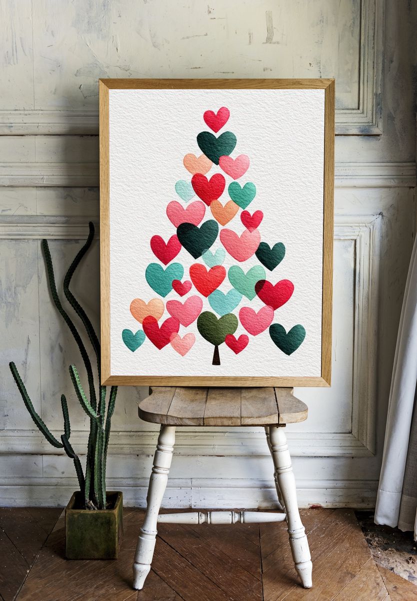 Heart Tree Illustration Poster. — room view 1