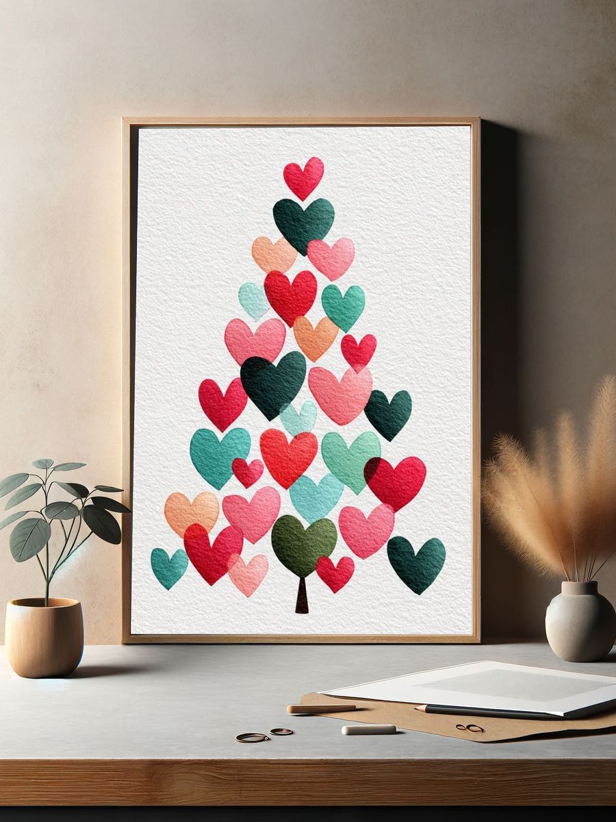 Heart Tree Illustration Poster. — room view 2