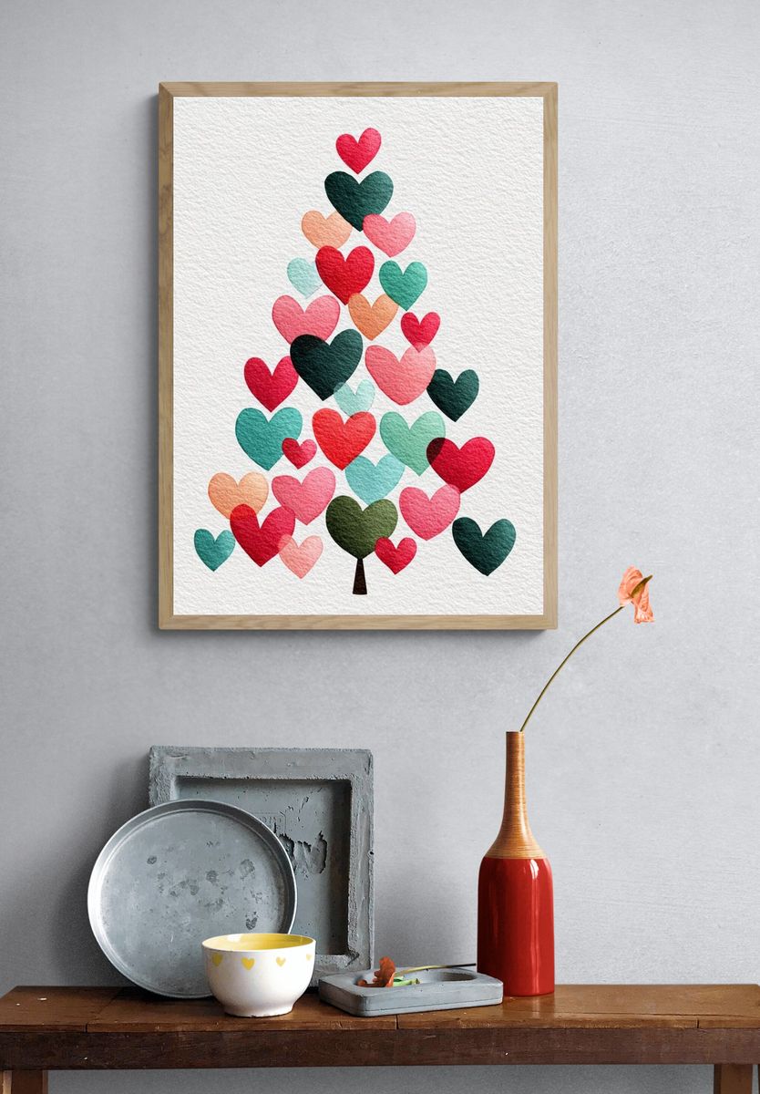 Heart Tree Illustration Poster. — room view 3