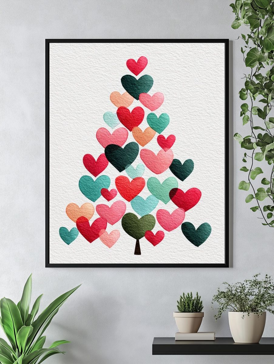 Heart Tree Illustration Poster. — room view 4