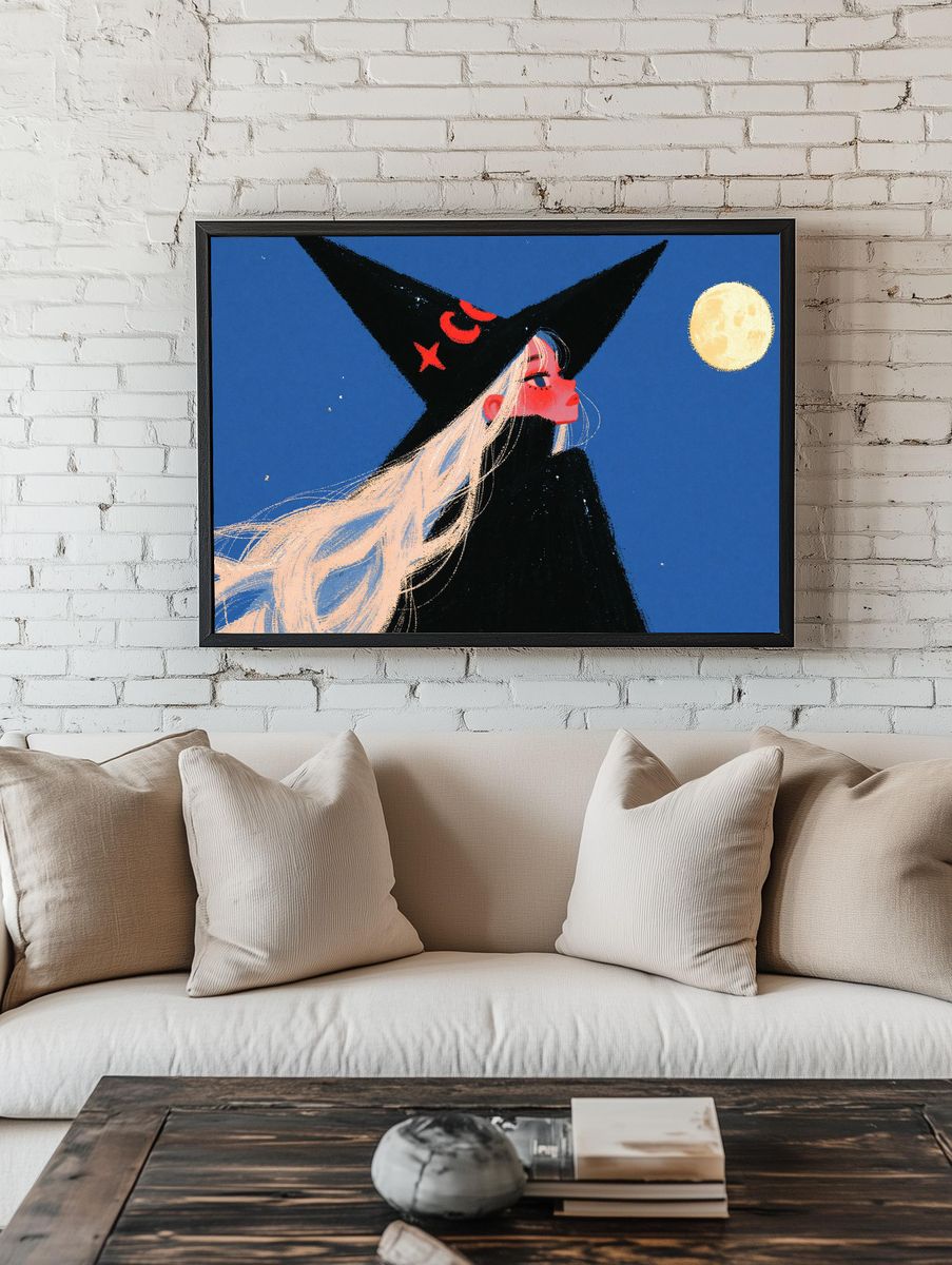 Moonlit Witch Illustration Poster. room preview