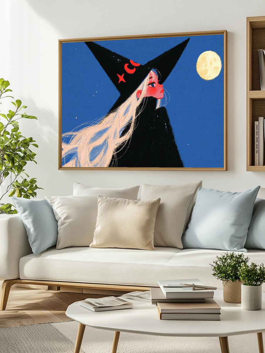 Moonlit Witch Illustration Poster. — room view 2