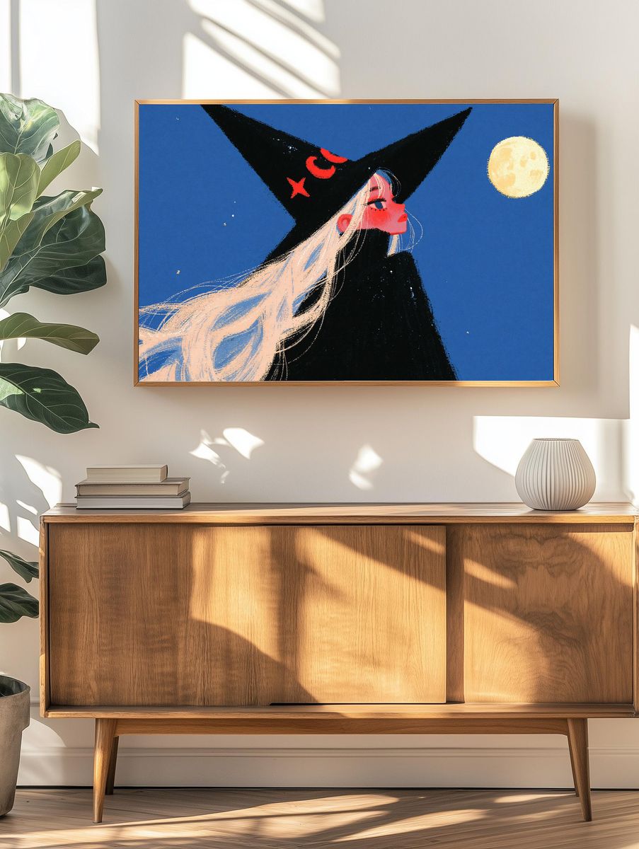 Moonlit Witch Illustration Poster. — room view 3