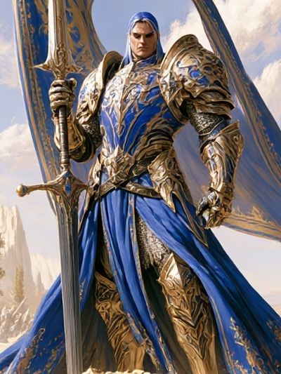 Blue Armored Knight Fantasy Print.