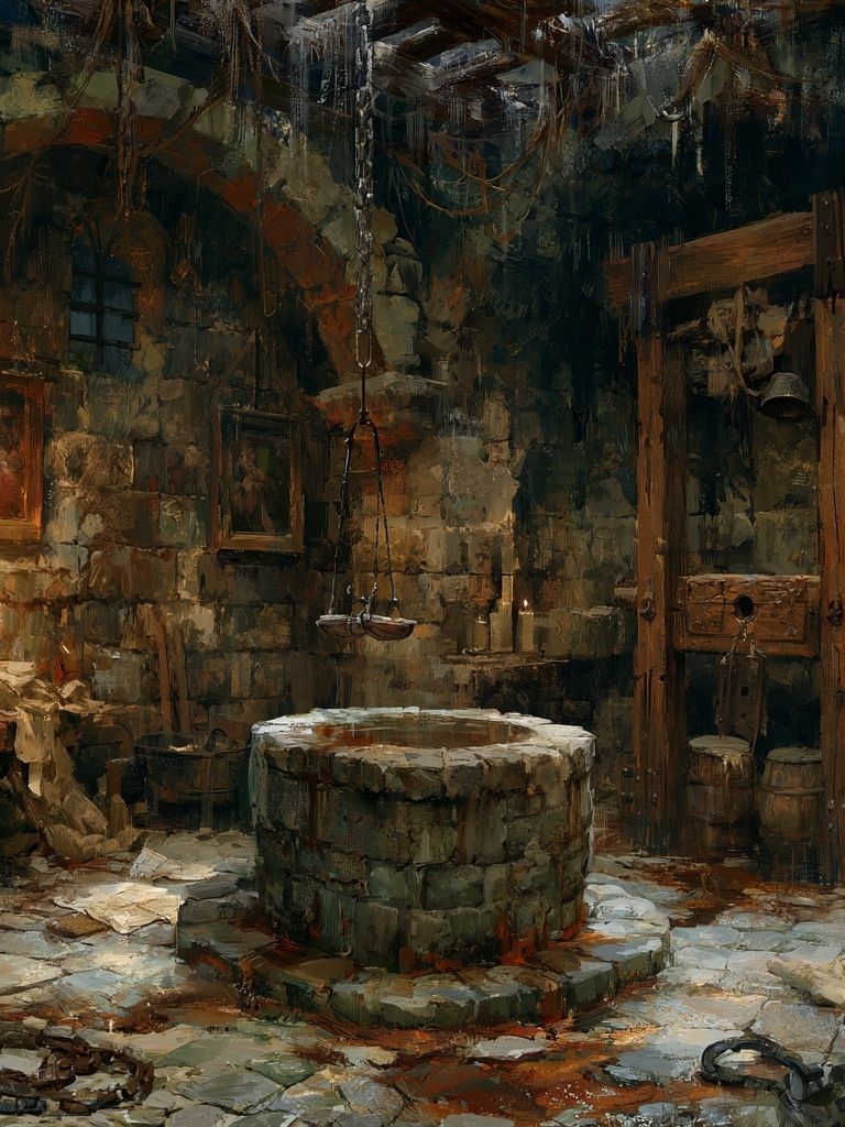 Medieval Stone Well Illustration Poster. poster — illustration art